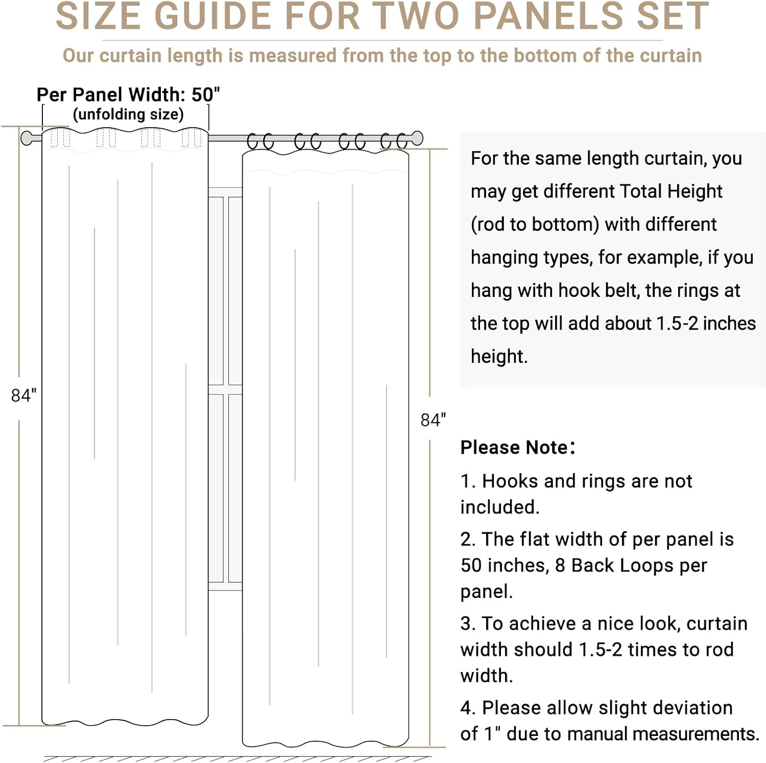 Skiennix 100% Blackout Linen Curtains - Thermal Insulated Drapes for Bedroom | 50" W x 90" L, Oatmeal