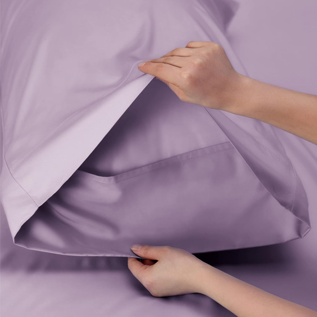 Bedsure King Size Cooling Sheets Set - Breathable & Soft Rayon from Bamboo | Deep Pocket Lilac