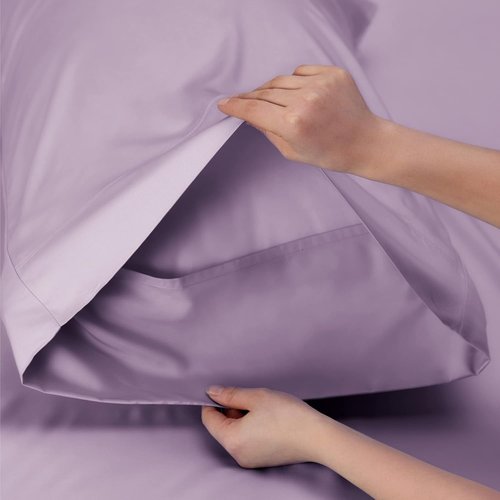 Bedsure Cooling California King Sheet Set - Breathable Rayon from Bamboo, Soft & Silky, Deep Pocket Lilac