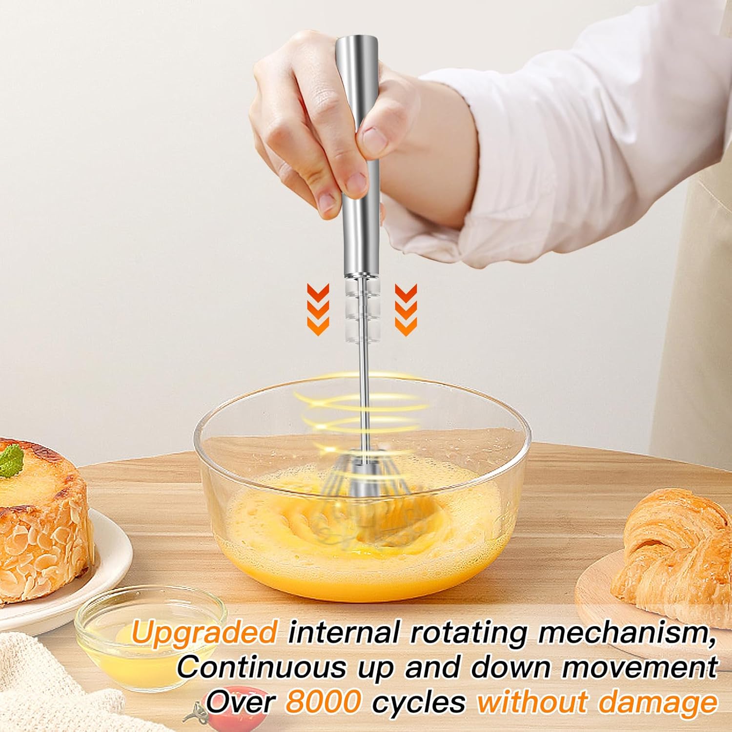 Qukaka Hand Mixer - Stainless Steel Egg Beater & Whisking Tool - 12-Inch Easy Whisk for Cooking