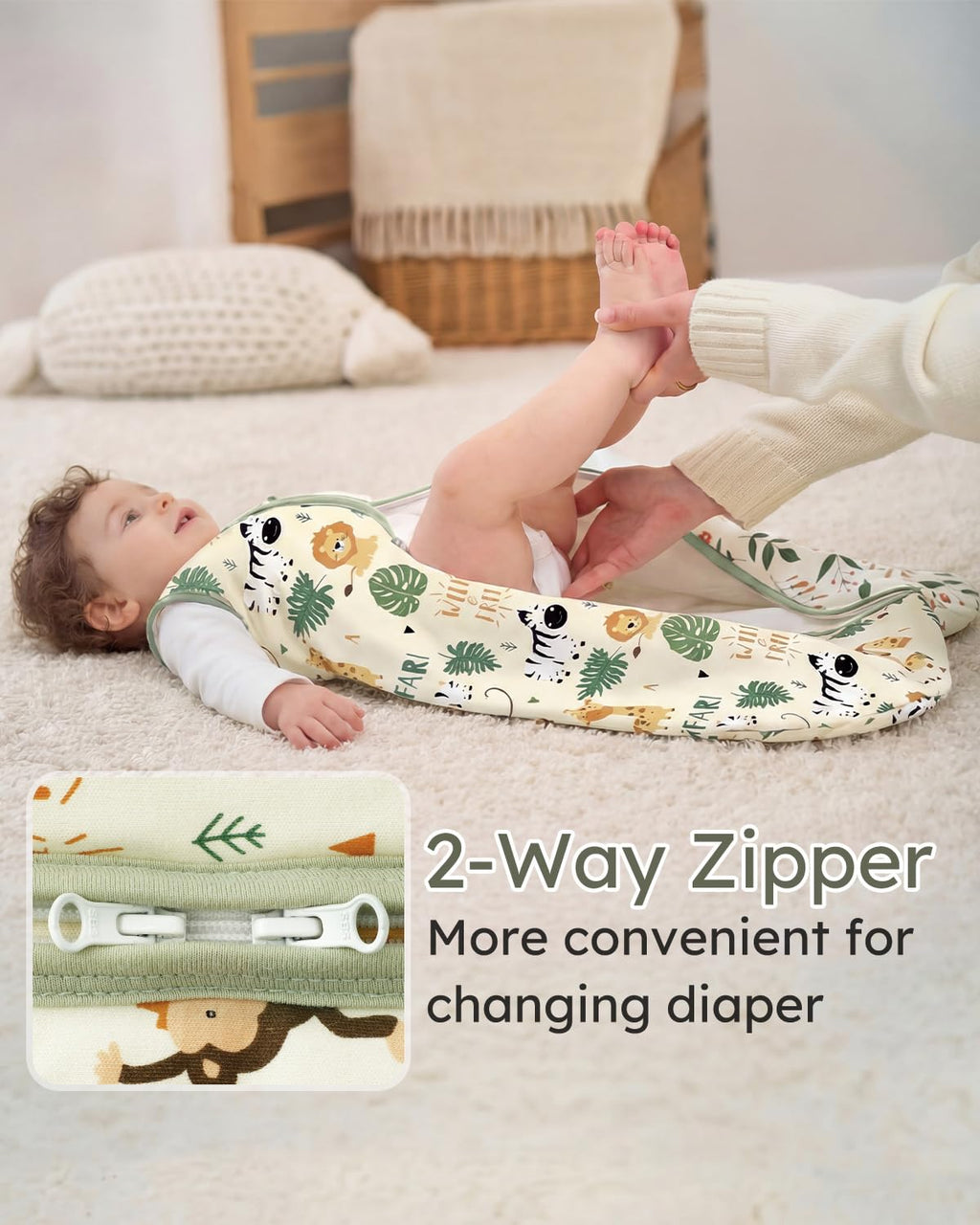 Yoofoss Baby Sleep Sack | 1.5 Tog Wearable Blanket for 6-12 Months | Soft Organic Cotton, 2-Way Zipper