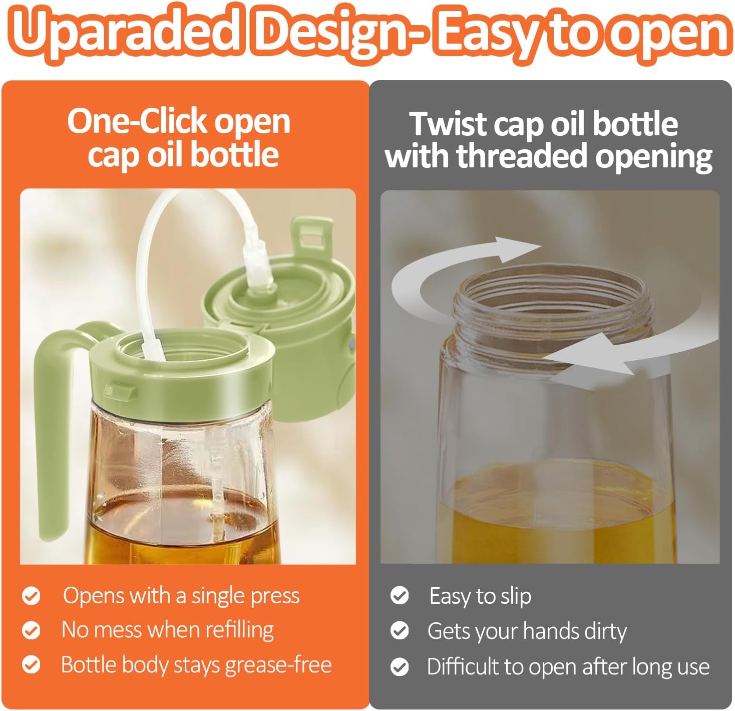 YARRAMATE 16oz Easy Refillable Oil Sprayer - Food-Grade Glass Oil Mister for Cooking & BBQ | Green