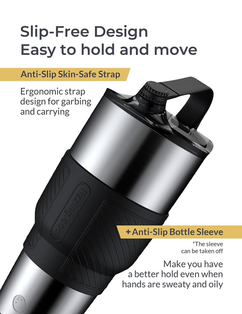 Fizzing.Cool Flipping Cup 100% Leakproof 32 oz Stainless Steel Vacuum Insulated Tumbler with Handle, Easy Clean Protein Shaker Bottle w/Screw Lid, Travel Mug