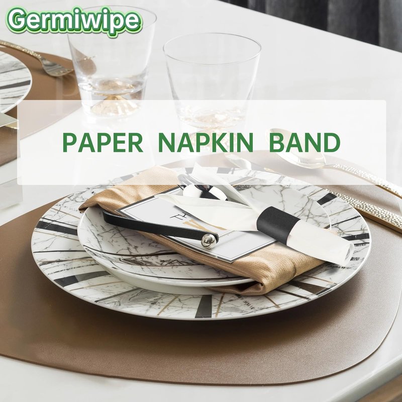 Germiwipe 2500Pcs Black Napkin Bands,Easy to Separate, Time-Saving,Paper Napkin Rings Self-Adhesive,Silverware Wraps Bands,Perfect for Birthday Parties, Weddings, Family Reunion & Events