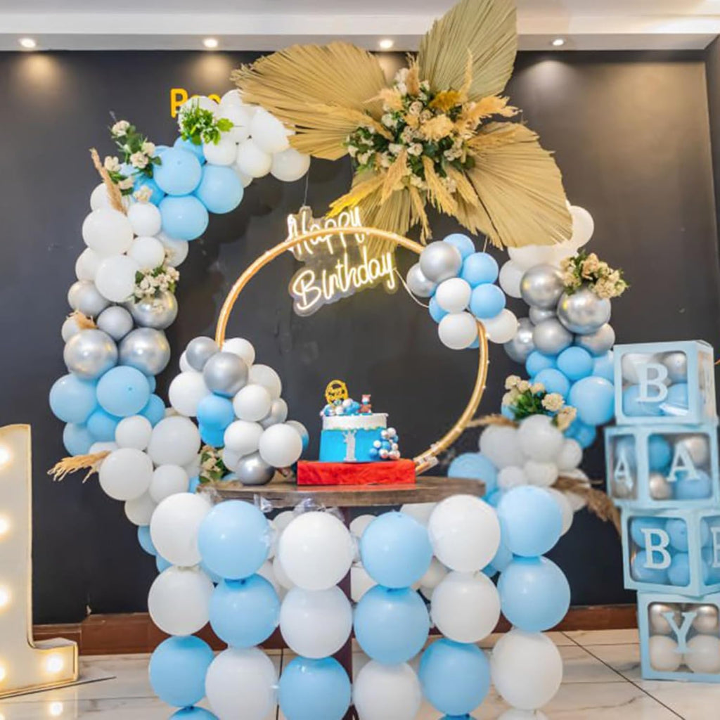 Pastel Blue Latex Balloons - 100 Pack 12 Inch Round Helium Balloons for Baby Showers & Birthday Parties