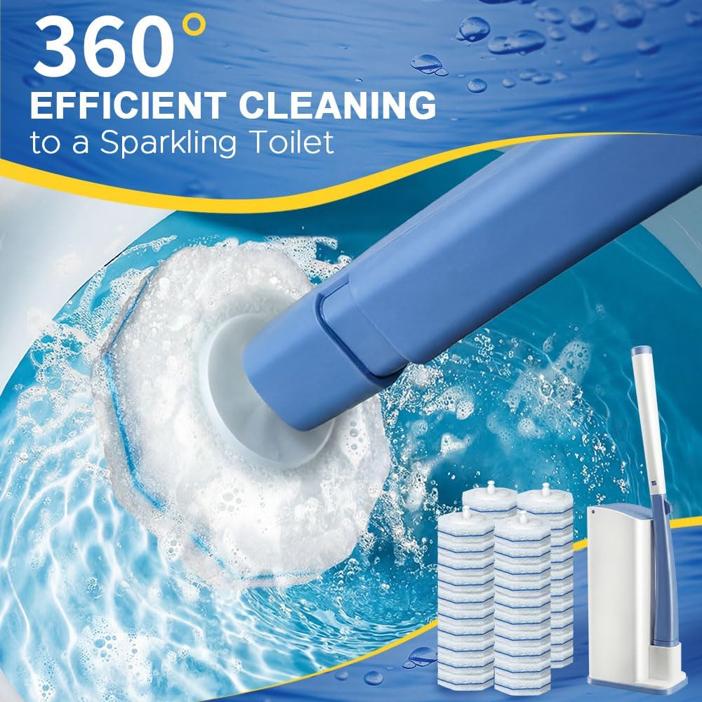 Roundsquare Disposable Toilet Bowl Cleaner - 40 Disinfecting Refill Heads & Storage Caddy Kit