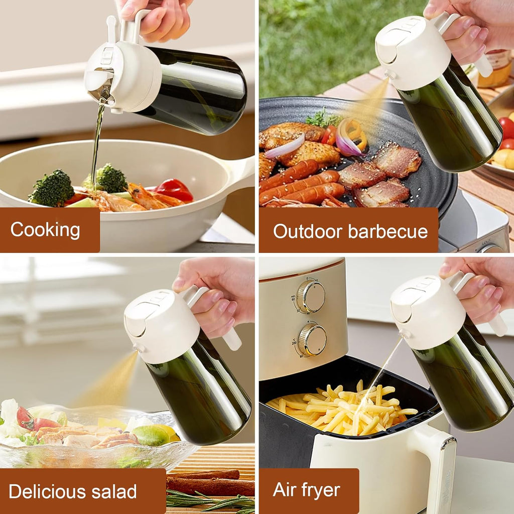 YARRAMATE 16oz Dark Oil Sprayer - 2-in-1 Olive Oil Dispenser Bottle | Premium Food-Grade Glass