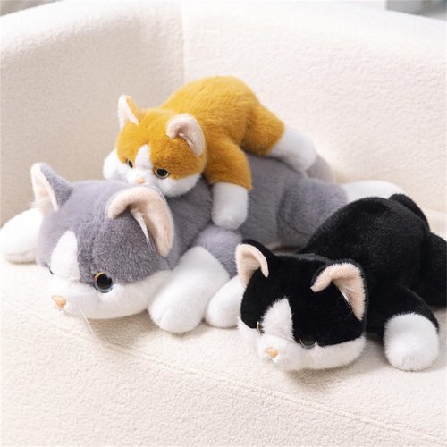 ELKOHA 17.7 Inch Black & White Cat Weighted Stuffed Animals, Weighted Cat Plush Animal, Cute Soft Plush Toy Pillow Hugging Plushie Kitten Dolls Birthday Gifts for Kids Adults