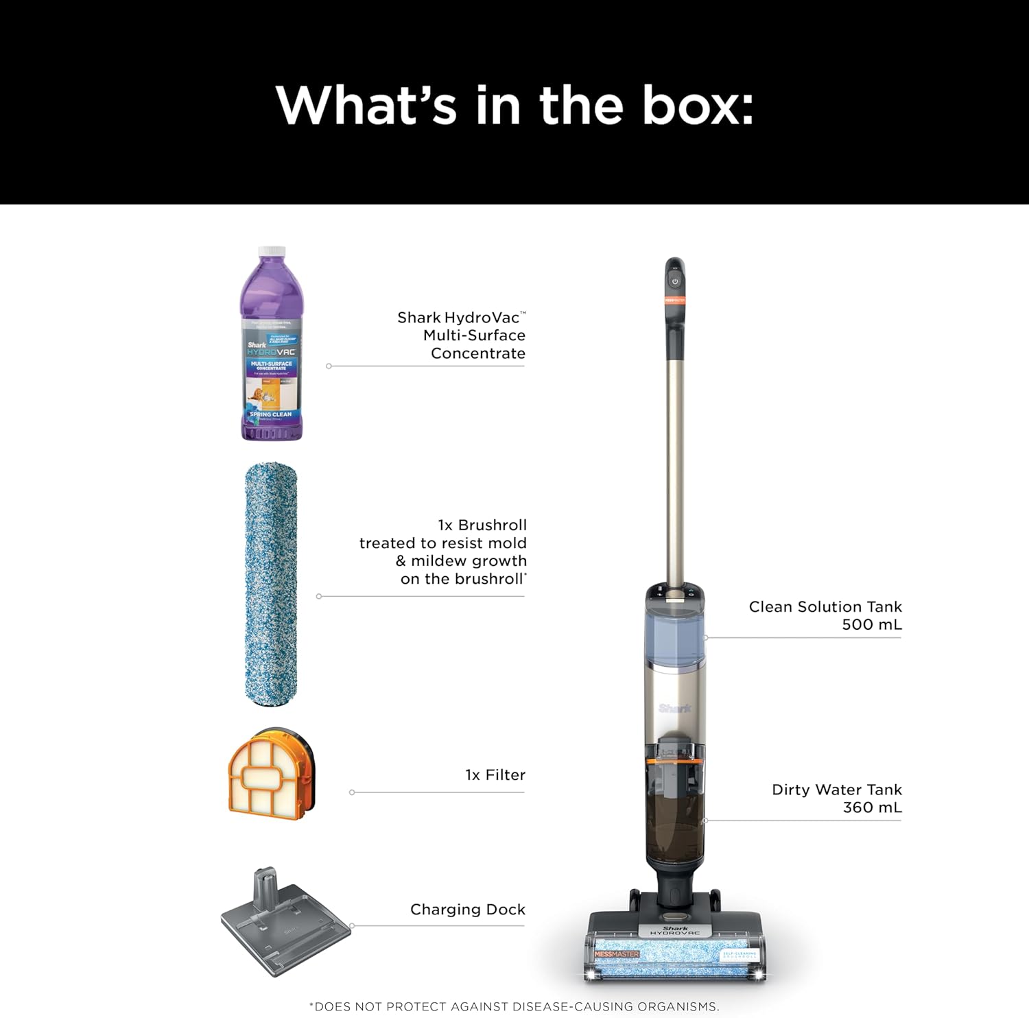 Shark HydroVac MessMaster Cordless Wet Dry Vacuum Cleaner - 3-in-1 Self-Cleaning System, Lightweight & Powerful Suction for Hard Floors & Area Rugs - Rose Gold