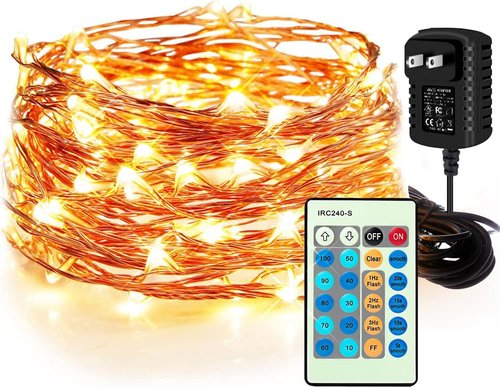 Moobibear Waterproof Fairy String Lights - 100 LEDs Warm White Copper Wire | 33ft with Remote Control for Indoor & Outdoor Decor