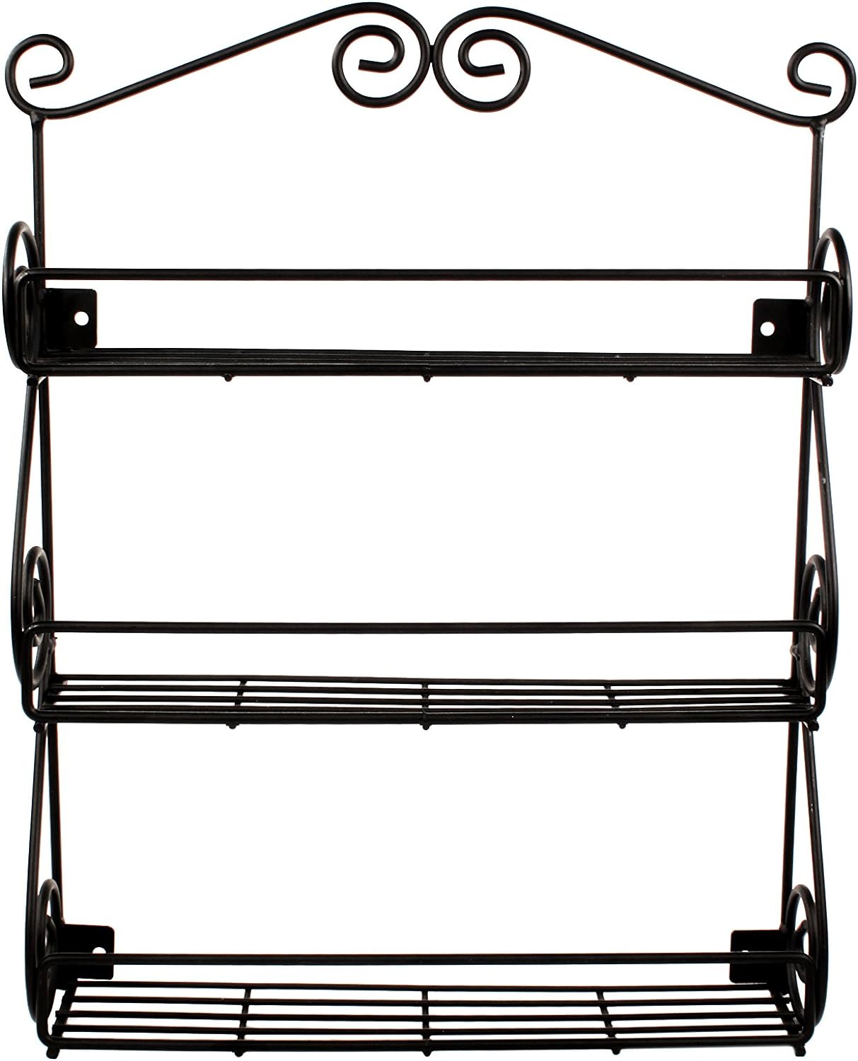 Spectrum Diversified Scroll Wall-Mounted Spice Rack Organizer - 3-Tier Design for Kitchen & Cabinet Storage