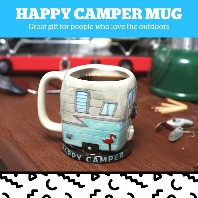 BigMouth Inc Happy Camper Mug, Cute Novelty Ceramic Mug for Outdoor RV Camping Enthusiasts, Gift for Men Women Mom Dad