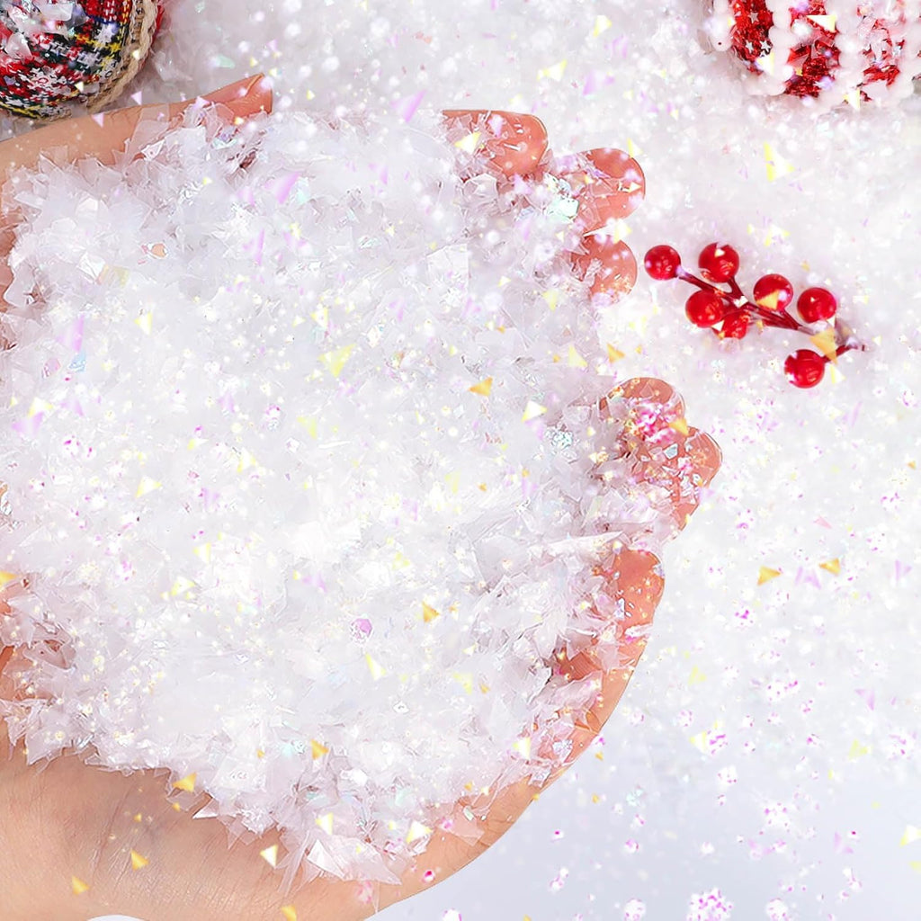 RGQSUN Christmas Artificial Flake Snow - Sparkling Fake Snow for Crafts & Decorations | 21.1oz
