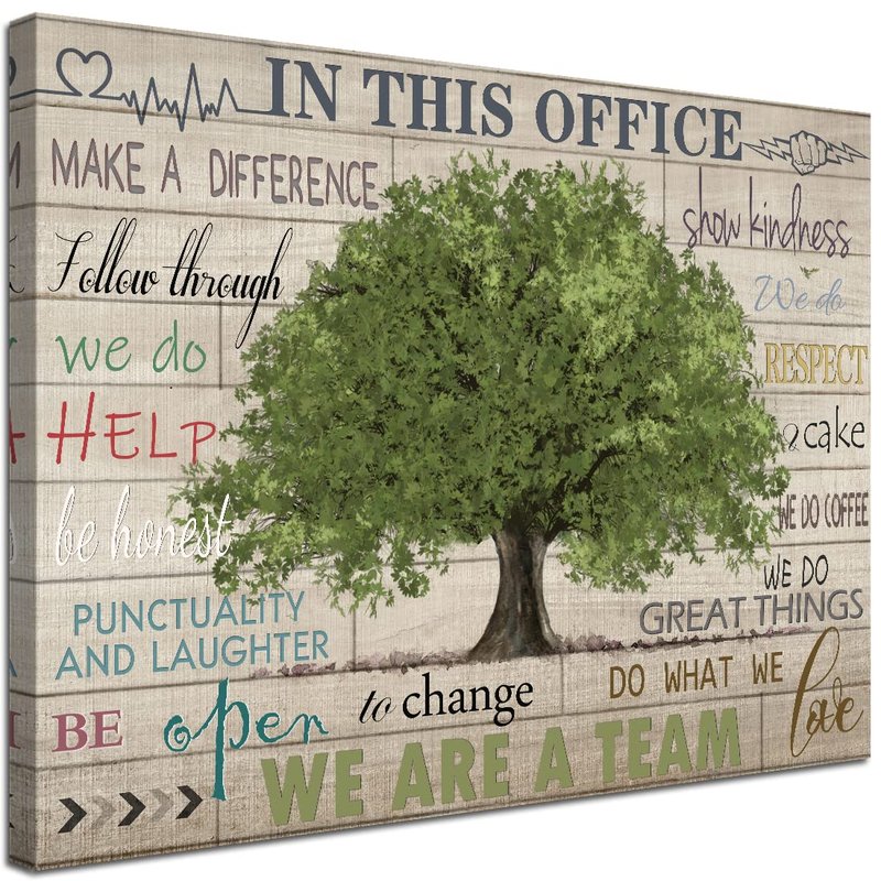 Inspirational Quotes Wall Art Prints Motivational Sayings Wall Decor Rustic Green Tree Picture Posters Framed Canvas Wall Decor for School Office Classroom College Decoration, 20x24 Inch