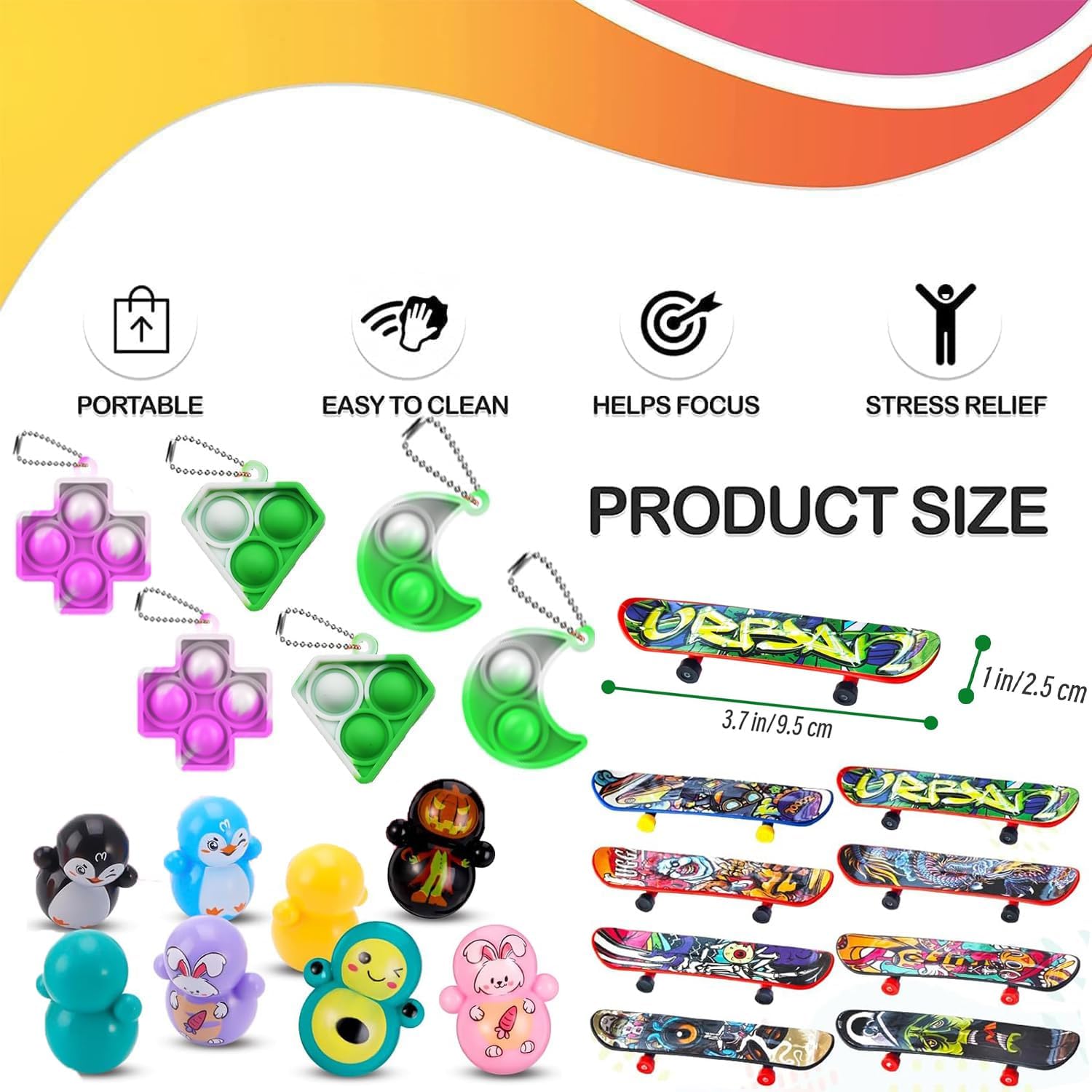 Skiennix 128 Pcs Easter Egg Fillers - Fidget Treasure Box Toys & Classroom Prizes for Kids 4-8