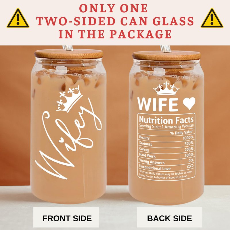 GINGULMINA Gifts for Wife from Husband - Wedding Anniversary for Women, Birthday, Mothers Day, Christmas Wife Gifts for Her - Romantic Love Gift for Her - 16 Oz Can Glass