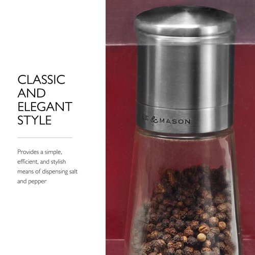 Cole & Mason Clifton Salt & Pepper Mill Gift Set - Adjustable Salt & Pepper Grinders - Refillable Spice Tools - Kitchen Tool - Stainless Steel/Glass, Black/White