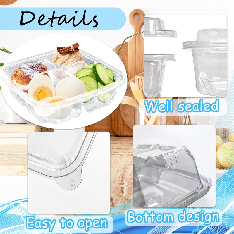 Cmaqpw 30 Pcs Bento Snack Containers,4 Compartment Meal Prep Lunch Containers with Lids,Food Storage Containers for Food Storage School Work Travel