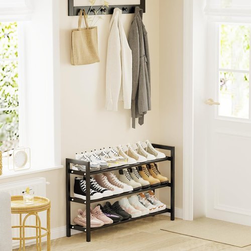 Mavivegue Expandable 3-Tier Shoe Rack - Adjustable Organizer for Closet & Entryway, 18-33”
