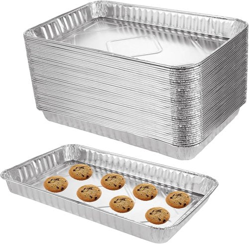 CYEAH Cookie Sheets - 50 Pcs Durable Nonstick Aluminum Foil Pans | 12.6 x 8 in for BBQ & Camping
