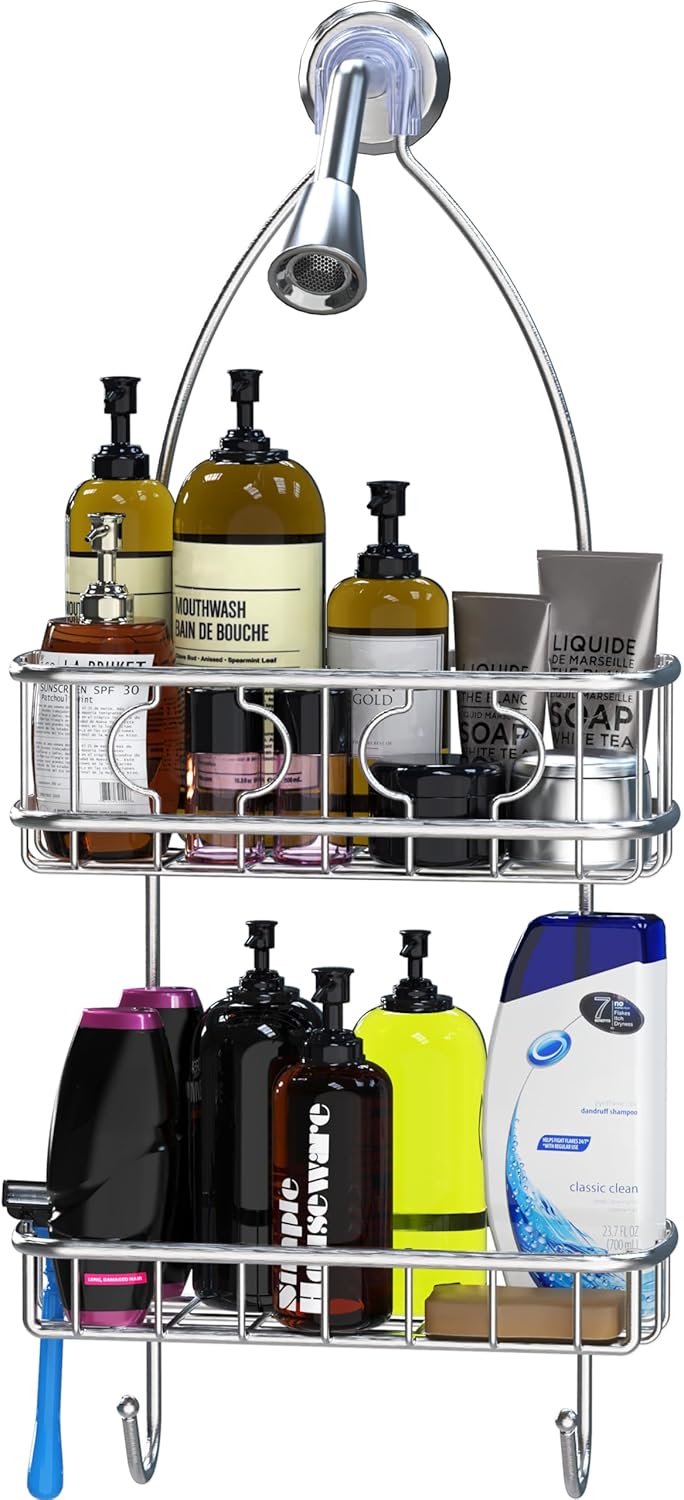 Simple Houseware Stainless Steel Shower Head Caddy Organizer - Space-Saving Design (24 x 10.2 x 4.25 Inches)