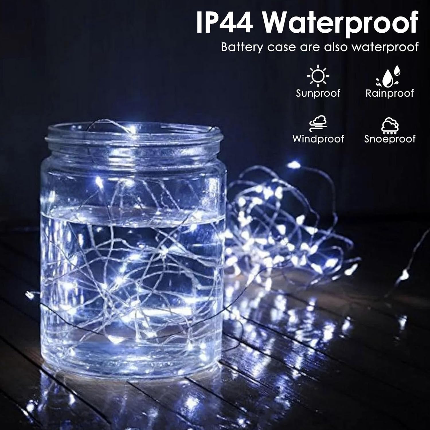 Skiennix 33FT 100 LED Battery Operated Fairy Lights - Waterproof Remote Control & Timer | Cool White