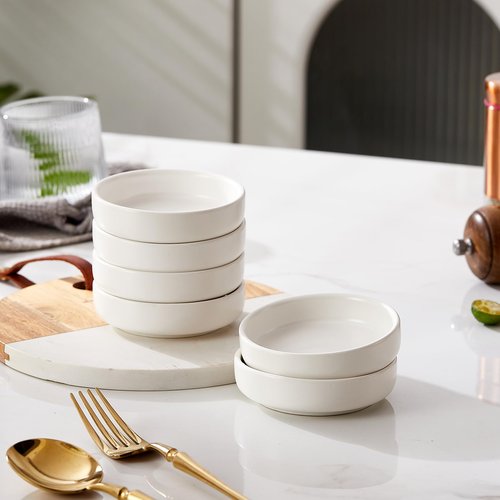 Swuut Ceramic Soy Sauce Dish,3.5 Inch Dipping Bowls Side Dishes Set of 6, Small Appetizer Pinch Dip Bowls for Condiments, Sushi, Ketchup, BBQ (White)
