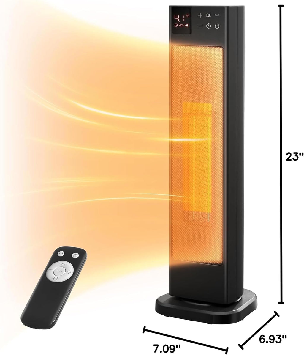 Pelonis Oscillating Ceramic Tower Heater - Programmable Thermostat & Remote Control, 1500W, 23 Inches