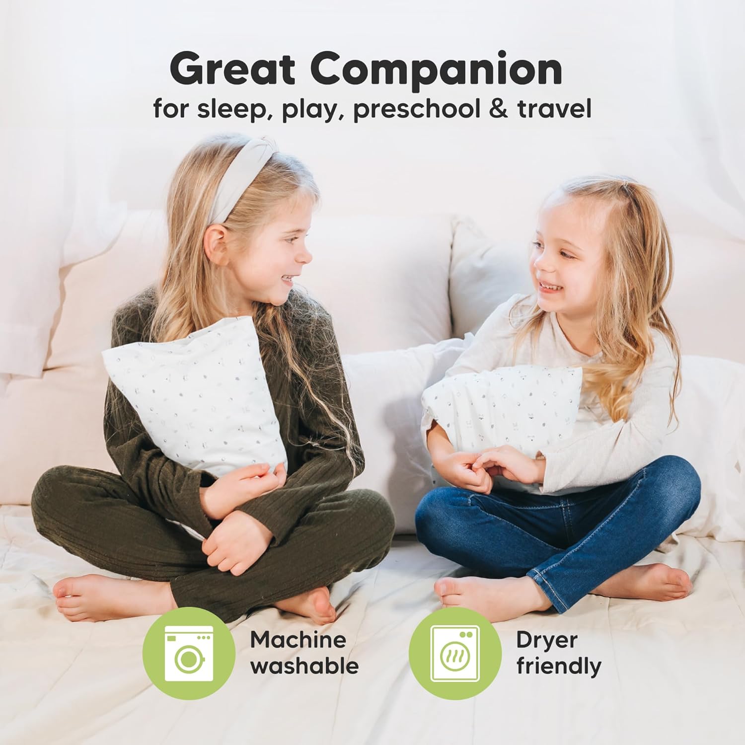 My Little Dreamy Mini Toddler Pillow - Soft Organic Cotton Travel Pillowcase 9x13 for Kids 2-4 Years Old