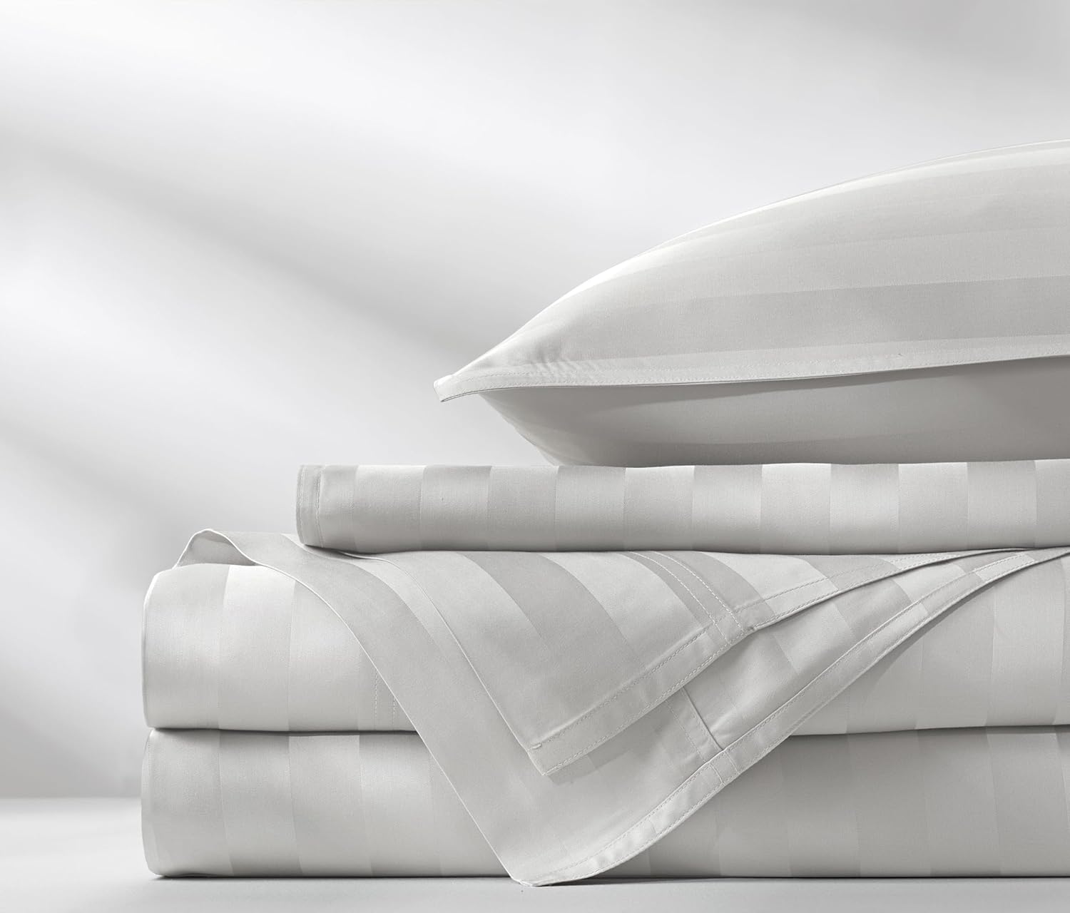 Pure Bamboo Full Sheets - Luxuriously Soft & Cooling 100% Organic Viscose Bed Sheet Set | Jacquard White, 2-Year Quality Promise