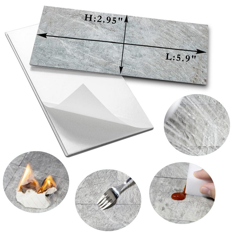 AULIGET 100 Piece Mountain Rock Peel and Stick Backsplash Wall Tiles, 3" x 6" PVC Faux Stone Stick on Tiles for Backsplash Kitchen, Bathroom, Laundry Room, Camper, Fireplace