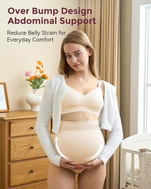 Momcozy Maternity Underwear - Soft Seamless High Waist Design for Over Bump Comfort | Pregnancy Size