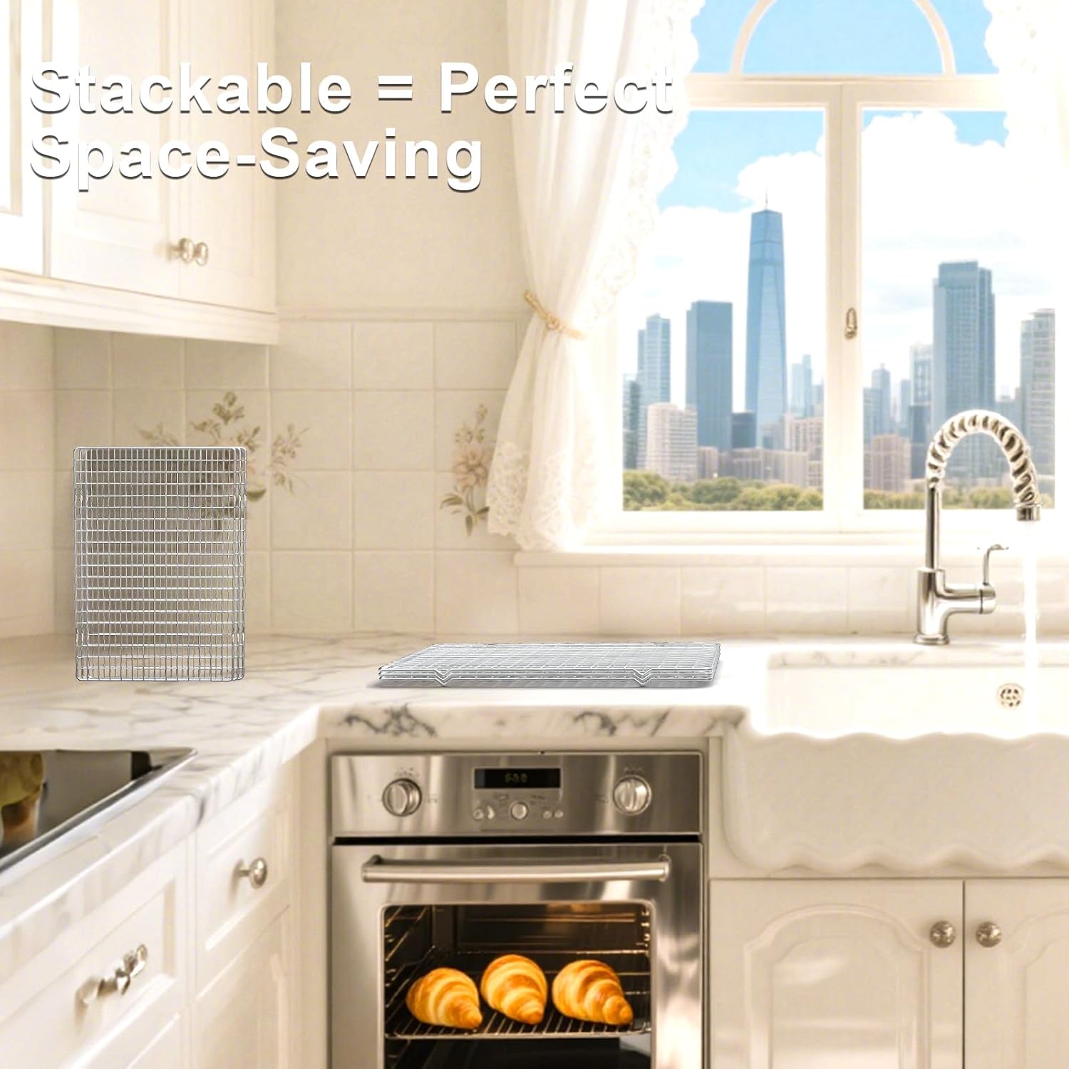 TOPCJ Cooling Rack - 2PCS Heavy Duty Stainless Steel Baking Rack | 10”x15” Non-Stick Grilling & Roasting