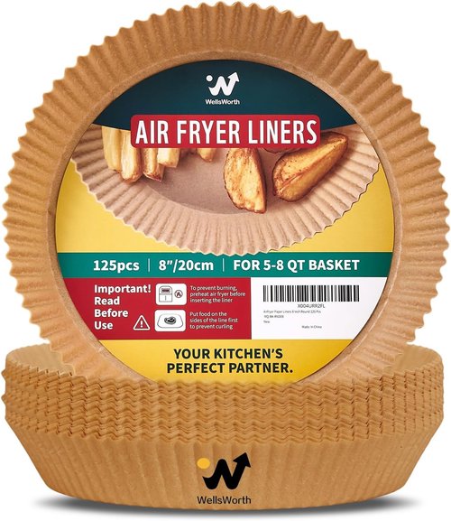 40GSM Disposable Parchment Paper Liners - 125Pcs Non-Stick 8-Inch for 5-8 Qt Air Fryers