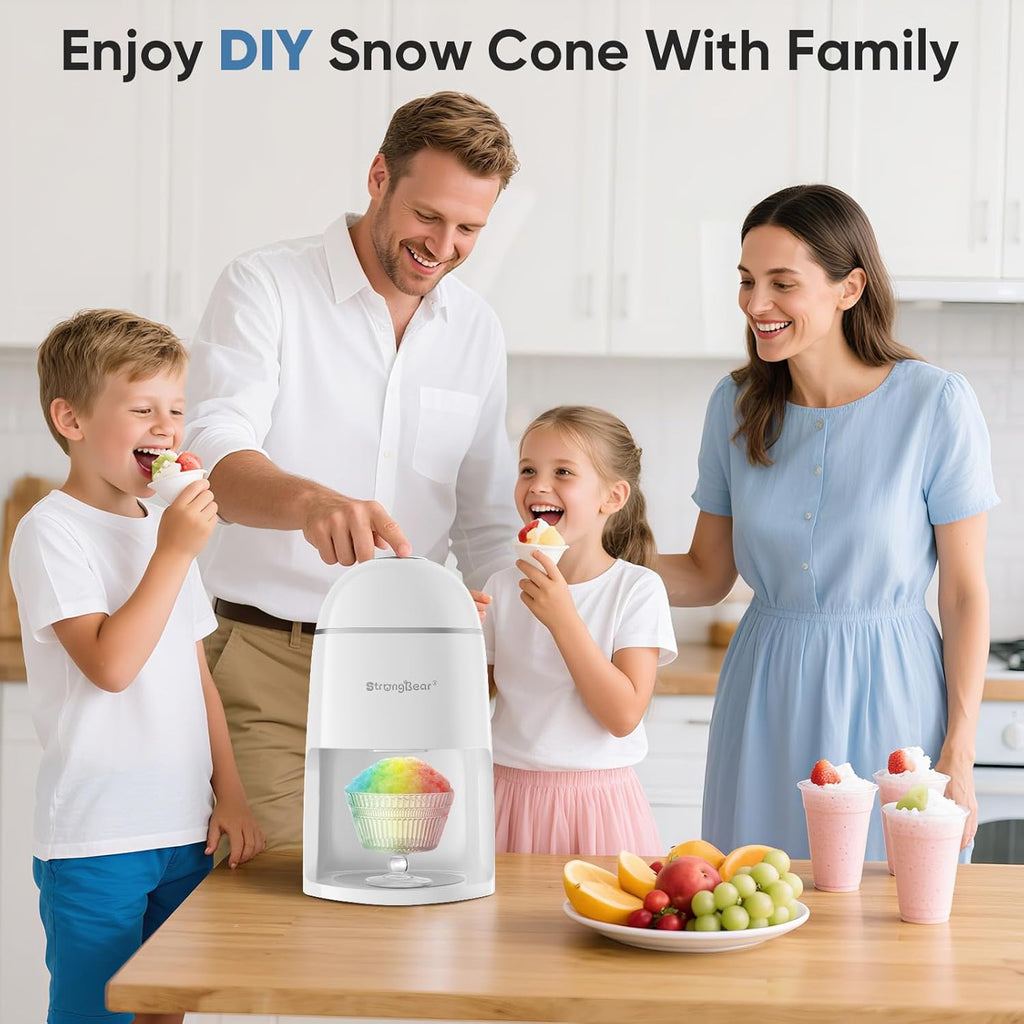 StrongBear Snow Cone Machine - Electric Ice Shaver for Kids' Parties | White Slushie Maker
