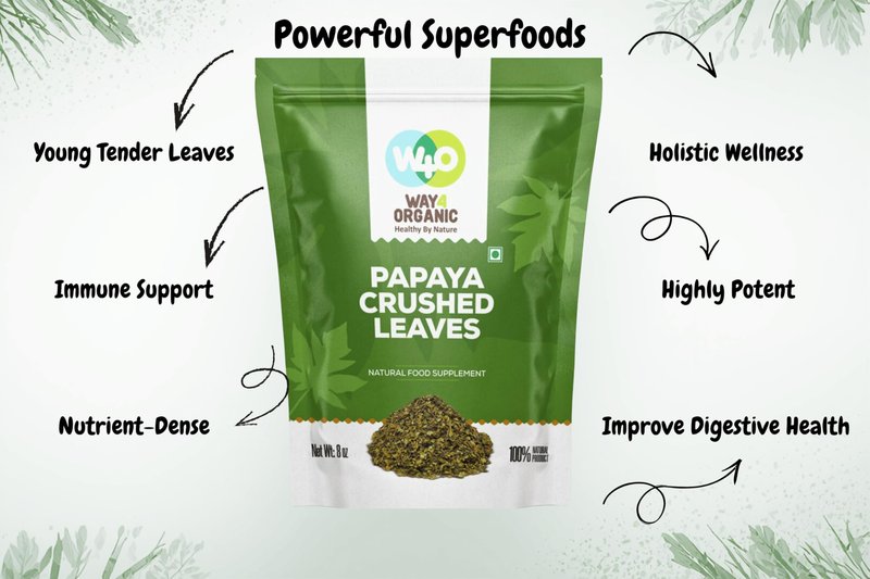 Papaya Leaf Tea 8 Oz, Dried from Fresh Green Leaves, Good to make Tea, 100% Loose Leaves(No Fruit, No Seeds) - Way4Organic (1 Pack(8 Oz))