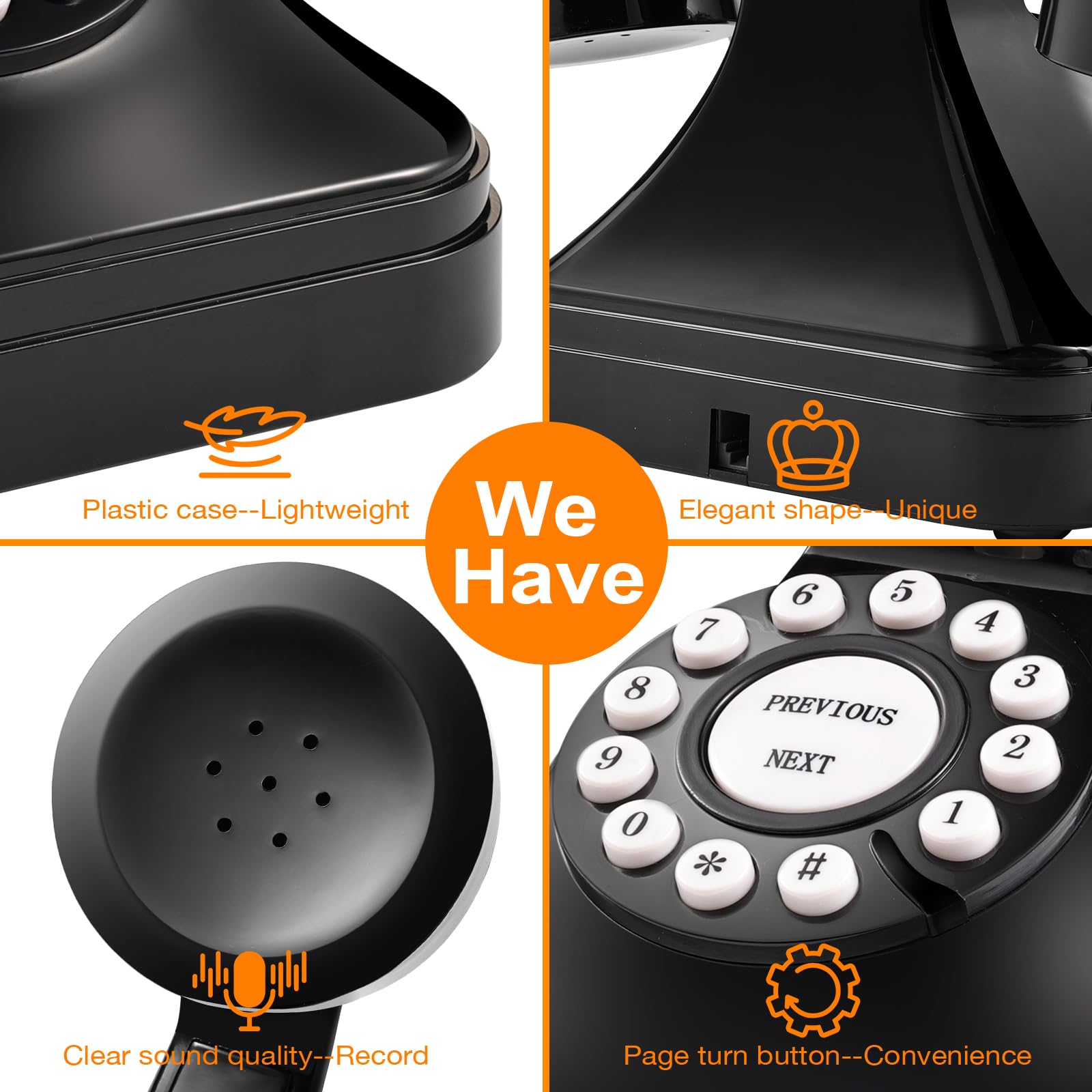 Rotkfst Guest Book Audio Wedding Phone,Record Voice Messages,Retro Guest Book for Wedding or Birthday Party Message Voicemail,Save The Blessings of Your Relatives and Friends（Black Gray）