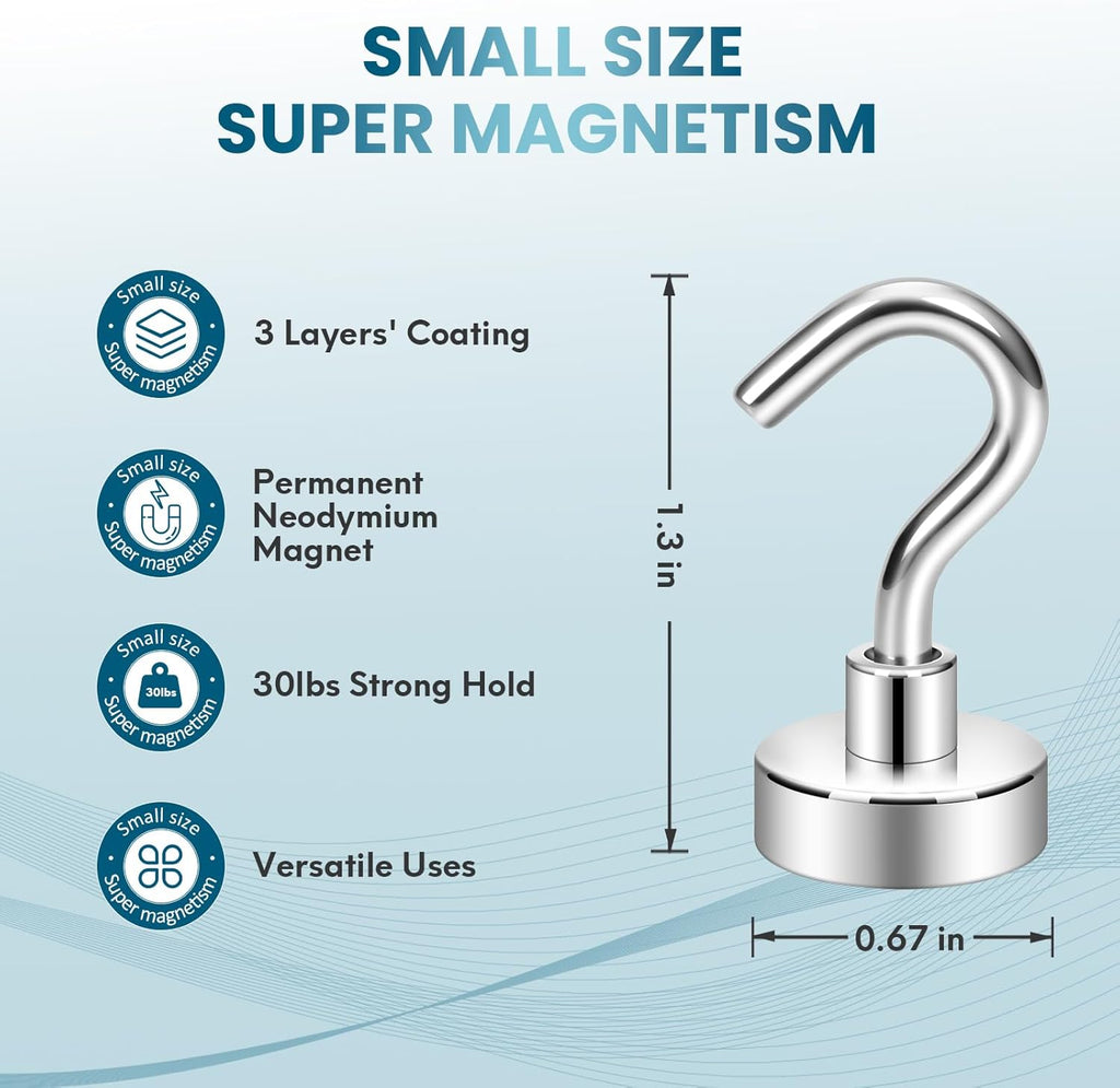 Neosmuk Magnetic Hooks - Heavy Duty 30lb+ Magnetic Hooks for Cruise Cabins, Refrigerators & Grills | Essential Travel Must-Have