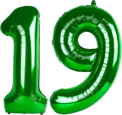 Green Number 19 Balloon - 40 Inch Birthday Decoration for 19th Birthday Parties | St. Patrick's Day Theme