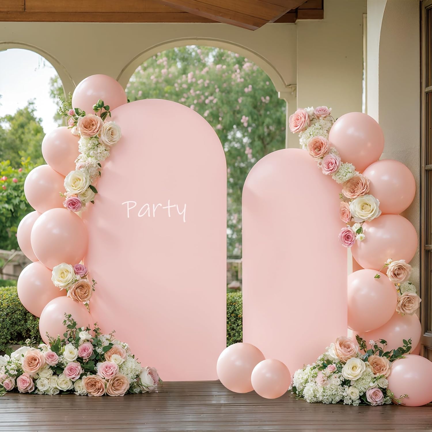 Skiennix Pink Arch Cover Set - 7.2ft & 6ft Stretchy Spandex Backdrop for Weddings & Parties