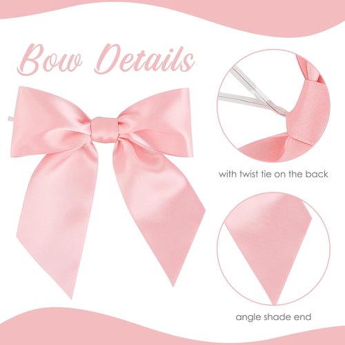AIMUDI Satin Bows - Baby Pink 5.5" Premade Ribbon Bows for Gift Wrapping & Crafts | 24 Pack