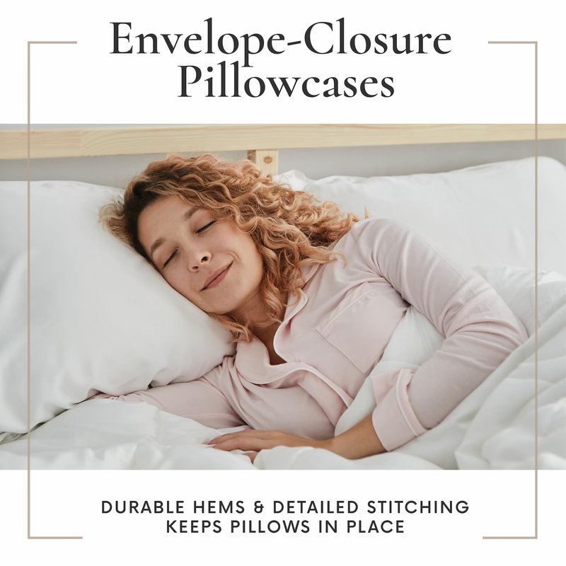 Bamboo Bay 6 Piece Queen Size Sheet Set, 100% Viscose Made from Bamboo, Breathable, Ultra Soft Cooling Bed Sheets for Hot Sleepers, Beddings with Deep Pockets Fit 16" Mattress, White