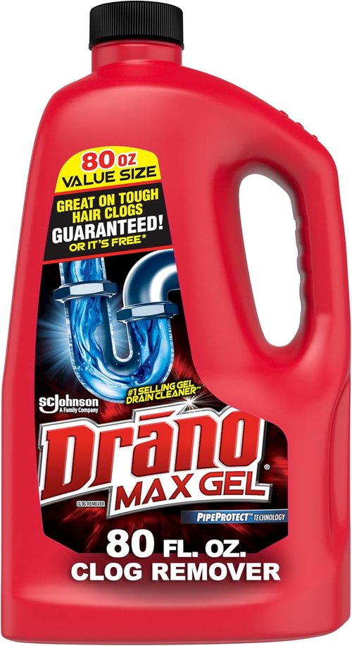 Drano Max Gel Drain Clog Remover - Fast-Acting Cleaner for Hair, Grease & Food Blockages | 80 Oz
