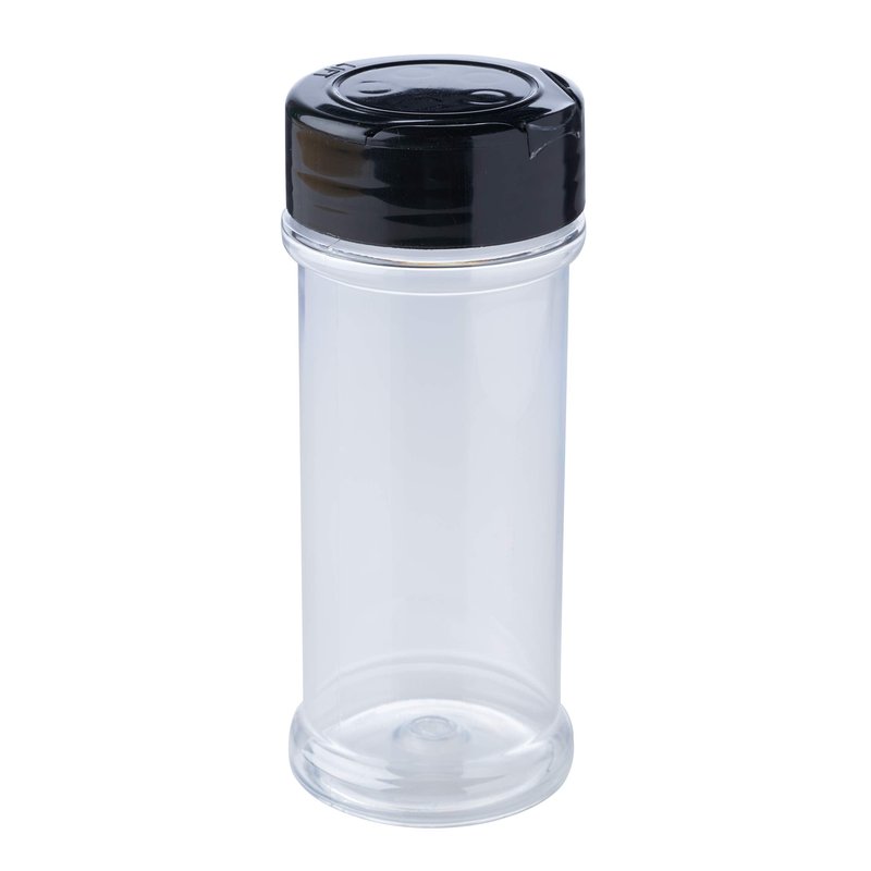 12 Pack of 6 Oz. Empty Clear Plastic Spice Bottles with Black Top Lids For Storing and Dispensing Salt, Sweeteners and Spices - Food-Grade Spice Jars for Kitchen and Home Spice Organization