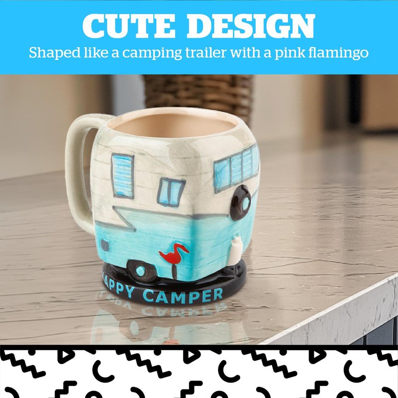 BigMouth Inc Happy Camper Mug, Cute Novelty Ceramic Mug for Outdoor RV Camping Enthusiasts, Gift for Men Women Mom Dad