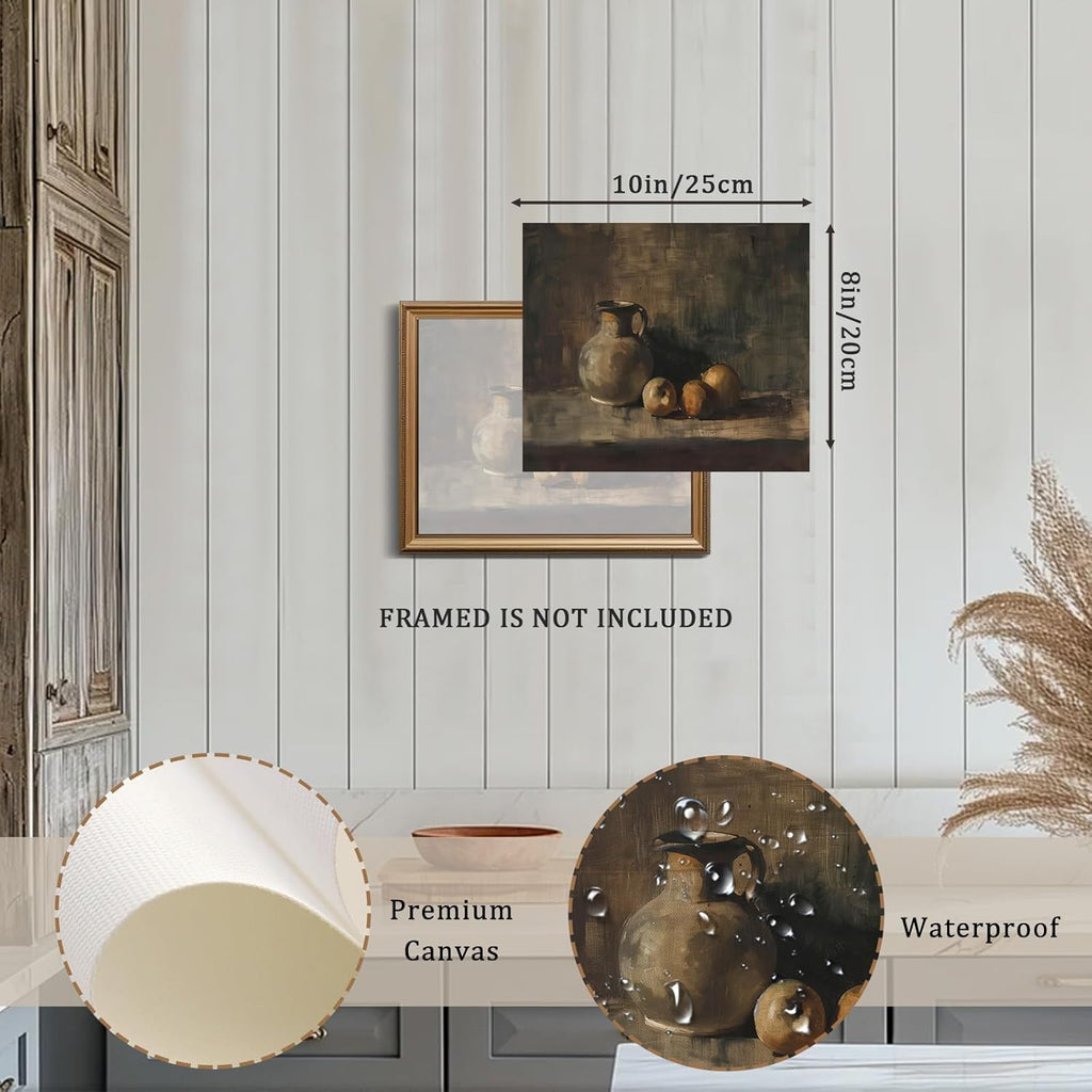 XOCUUI Rustic Vintage Still Life Picture - Peach Fruit Oil Painting Art for Living Room | 8 x 10 No Frame