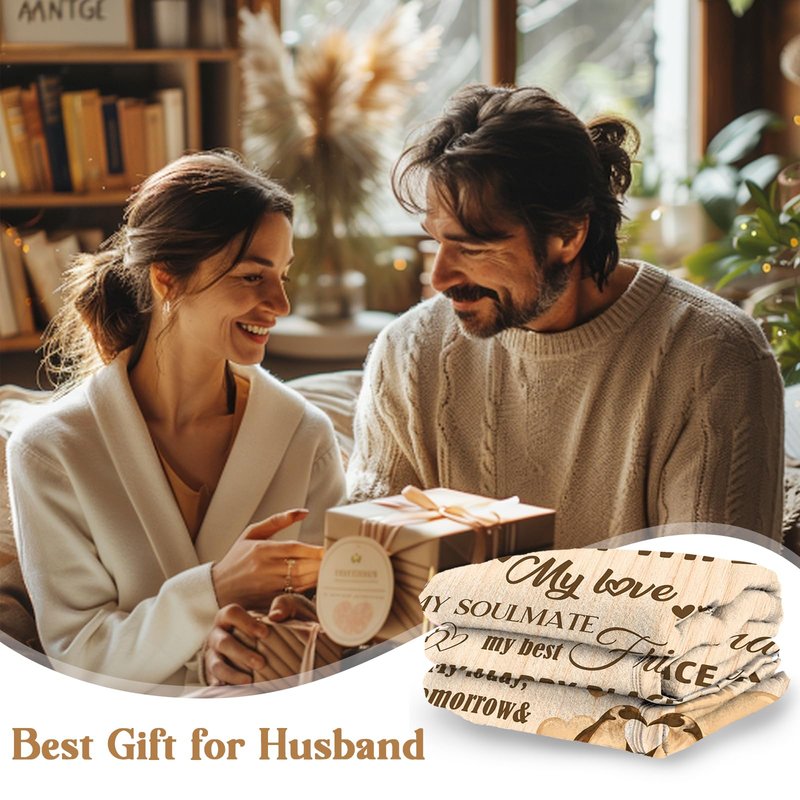 Ueedklaayy Valentines Day Gifts for Husband, Anniversary Husband Gifts for Him, Blanket for Men Birthday Gift Ideas,Husbands Gifts from Wife,Cozy Blanket 50"x60"
