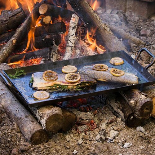 Lodge 18 Inch Pre-Seasoned Carbon Steel Griddle - Exceptional Heat Retention - Versatile for Oven, Gas Stove, Grill, or Campfire - Black