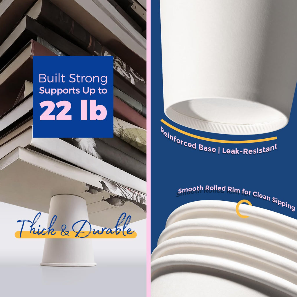 Fit Meal Prep 500 Pack 12 oz Disposable Paper Coffee Cups, Premium White Hot Cups for Hot/Cold Beverage, Durable Thickened Paper Cup Bulk for Office, Bussines, Cafes, Bistros, Party