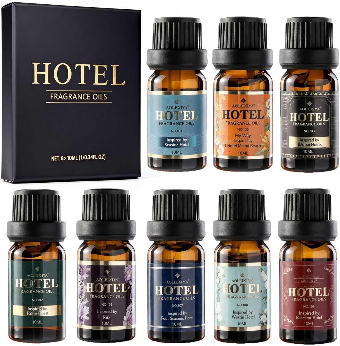 Skiennix Hotel Diffuser Oil Gift Set | 5-Star Inspired Fragrance Collection - My Way, White Tea, Baccarat, Dubai, Beachfront Villa